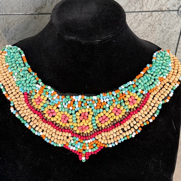 Multicolor Beaded Statement Necklace - Picture 2 of 13